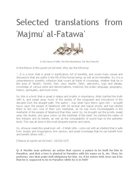 Selected translations from 'Majmu' al.